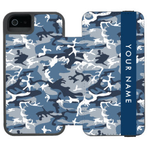 Winter Snow Blue Camouflage Your name Personalize iPhone SE/5/5s Wallet Case