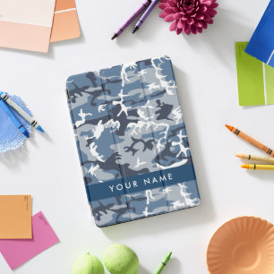 Winter Snow Blue Camouflage Your name Personalize iPad Pro Cover