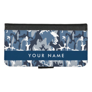 Winter Snow Blue Camouflage Your name Personalize iPhone 8/7 Wallet Case