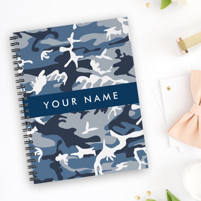 Winter Snow Blue Camouflage Your name Personalize Notebook (Creator Uploaded)