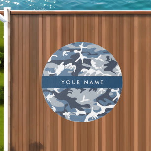 Winter Snow Blue Camouflage Your name Personalize Outdoor Rug
