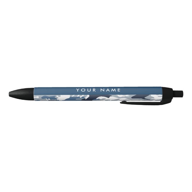 Winter Snow Blue Camouflage Your name Personalize Pen (Bottom)