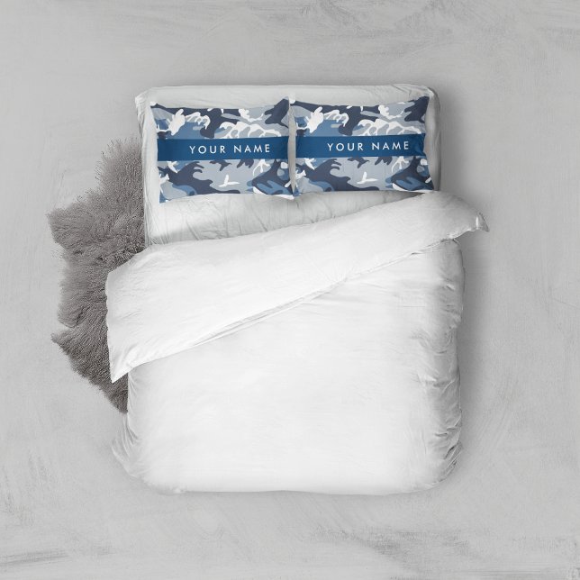 Winter Snow Blue Camouflage Your name Personalize Pillow Case (Creator Uploaded)