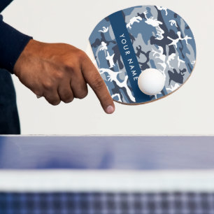 Winter Snow Blue Camouflage Your name Personalize Ping Pong Paddle