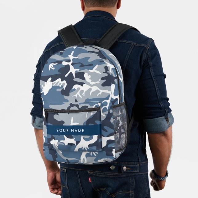 Winter Snow Blue Camouflage Your name Personalize Printed Backpack (Insitu (Model))