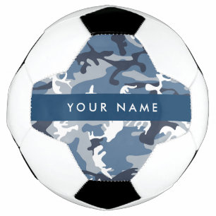 Winter Snow Blue Camouflage Your name Personalize Soccer Ball