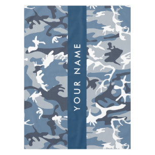 Winter Snow Blue Camouflage Your name Personalize Tablecloth