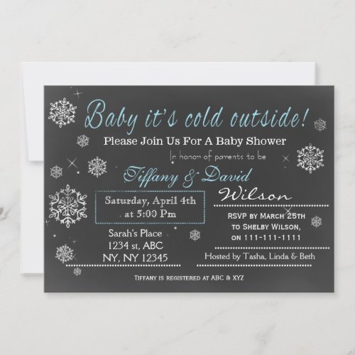 Winter Snow blue Couples Baby shower Invitation