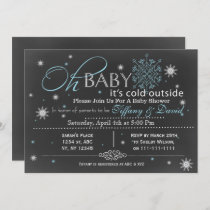 Winter Snow blue Couple's Baby shower Invitation