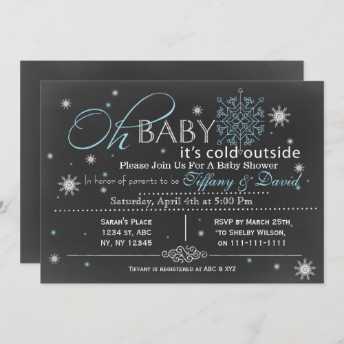 Winter Snow blue Couples Baby shower Invitation