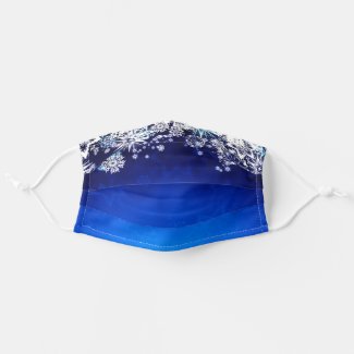 Winter Snow Blue n White Christmas Holiday Adult Cloth Face Mask