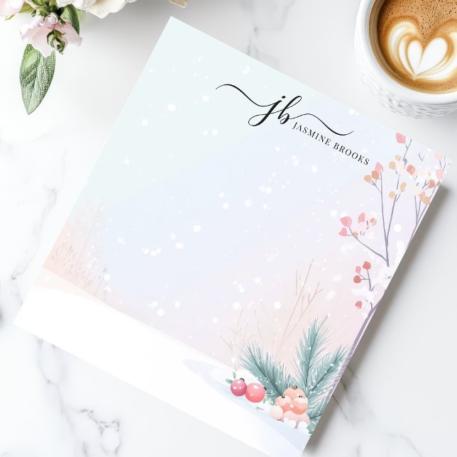 Winter Snow Botanical Ornaments Personalized Notepad (Creator Uploaded)