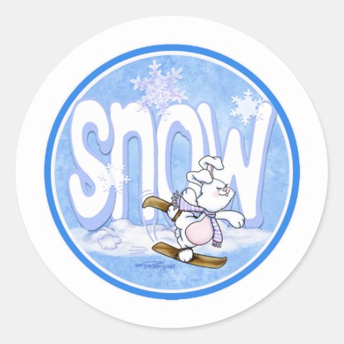 Winter _ Snow Bunny Classic Round Sticker