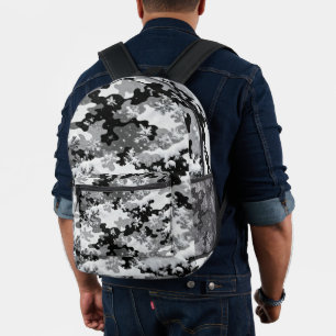 Winter Snow Camo Backpack – Black & White Frosted
