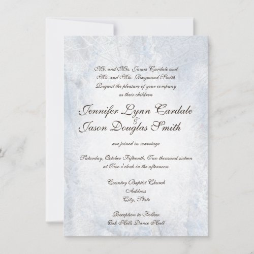 Winter Snow Camo Elegant Wedding Invitations