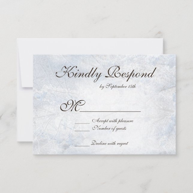 Winter Snow Camo Elegant Wedding RSVP Cards (Front)