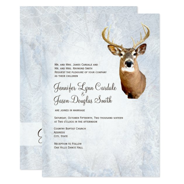 Winter Snow Camo Hunting Deer Wedding Invitations