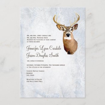 Winter Snow Camo Hunting Deer Wedding Invitations by CustomWeddingSets at Zazzle