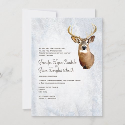 Winter Snow Camo Hunting Deer Wedding Invitations