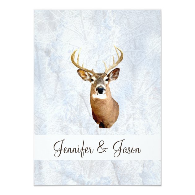 Winter Snow Camo Hunting Deer Wedding Invitations