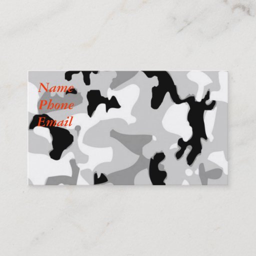 Customizable Winter/Snow Camouflage Business Card