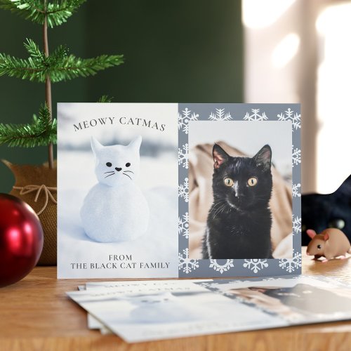 Winter Snow Cat Christmas Pet Photo Holiday Card