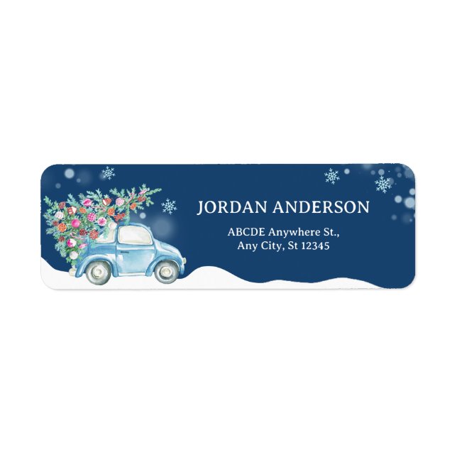 Winter snow Christmas car  Label (Front)