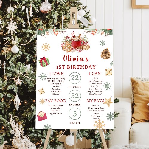 Winter Snow Christmas Cookie 1st Birthday Mileston Foam Board