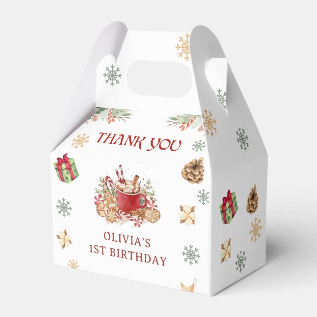 Winter Snow Christmas Cookie Birthday Party Favor Boxes (Front Side)