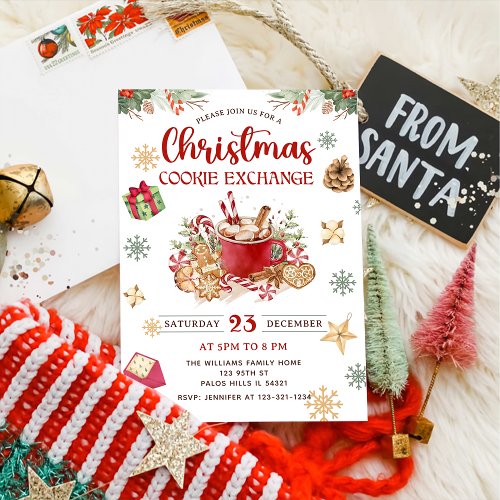 Winter Snow Christmas Cookie Exchange Party Invitation