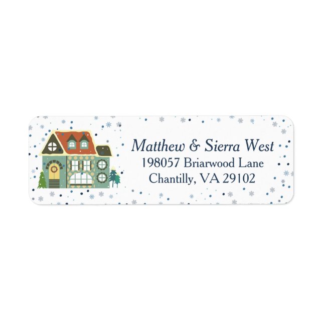 Winter Snow Christmas Holiday Home Label (Front)