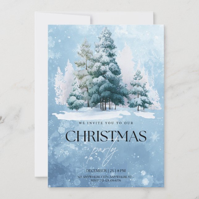Winter Snow Christmas Party Invitation (Front)