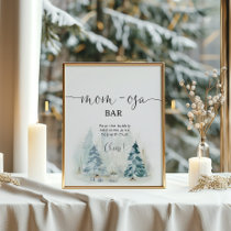 Winter snow Christmas tree mom-osa bar Poster