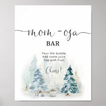 Winter snow Christmas tree mom-osa bar Poster