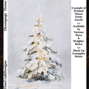 Winter Snow Christmas Tree, Textured FN1 Decoupage Tissue Paper