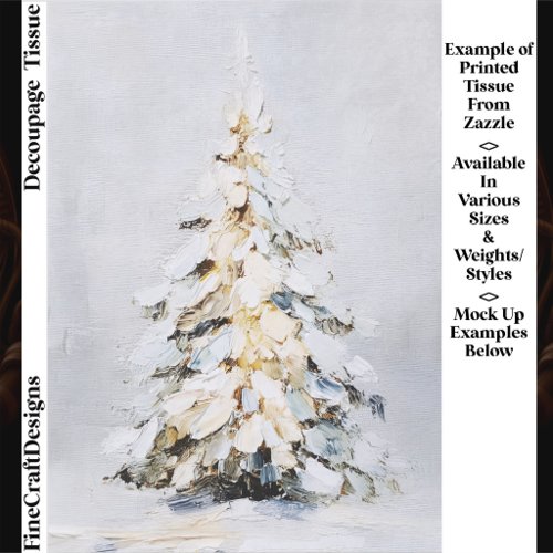 Winter Snow Christmas Tree, Textured FN1 Decoupage Tissue Paper