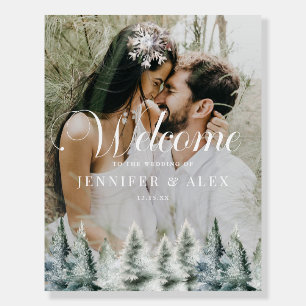 Winter Snow Christmas Wedding Welcome Sign Poster