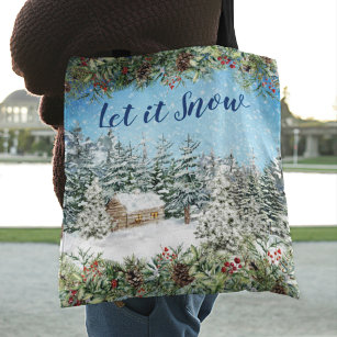 Winter Snow Christmas Woodland Tote Bag