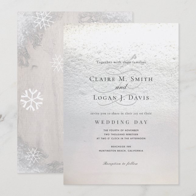 Winter Snow Classic Wedding Invitation (Front/Back)