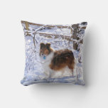 Winter Snow Collie Pillow at Zazzle