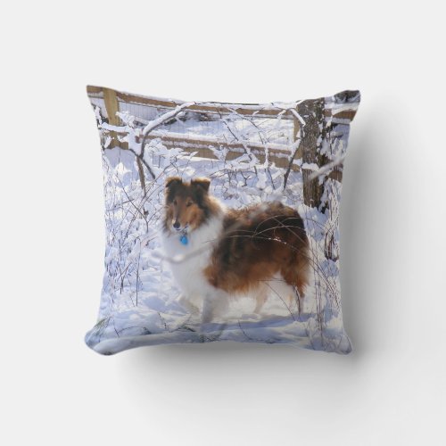 Winter Snow Collie Pillow