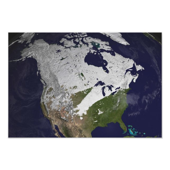 Winter Snow Cover in the Northern Hemisphere Photo Print (Front)