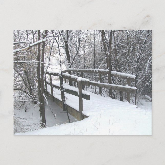 Winter Snow Covered Bridge Post Card (Front)