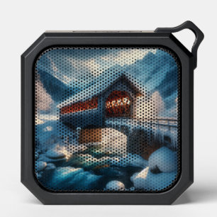 Winter, snow covered bridge & river bluetooth speaker