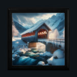 Winter, snow covered bridge & river gift box<br><div class="desc">.</div>