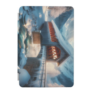 Winter, snow covered bridge & river iPad mini cover