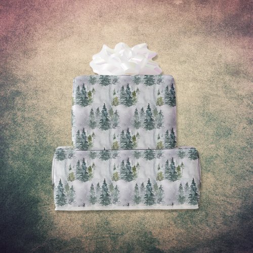 Winter Snow Covering Pine Tree Pattern Wrapping Paper