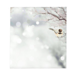 Winter Snow Cute Chickadee Bird Frost Notepad