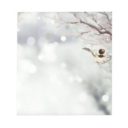 Winter Snow Cute Chickadee Bird Frost  Notepad
