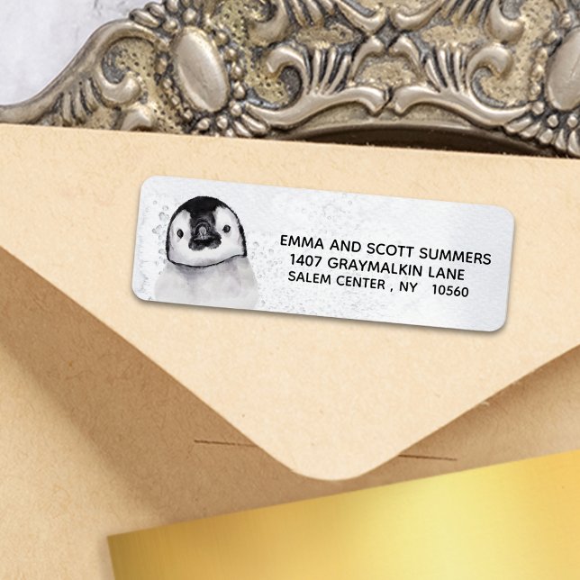 Winter Snow Cute Little Penguin  Label (Creator Uploaded)